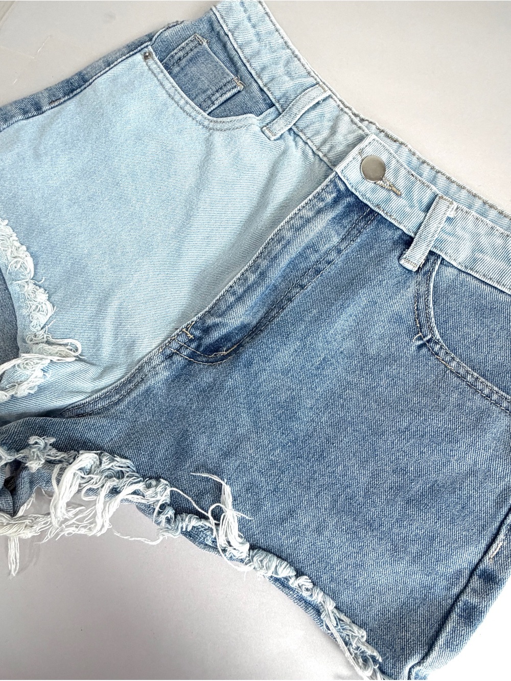 SHEIN Women’s Denim Blue Jean Shorts Size S Cut Off Cheeky Short high-rise Booty